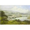 Image 1 : Henry Cooper (19th/20th C) oil on canvas, Hillside overlooking a harbour with steam and sail ship...