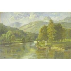 Theodore Hines (fl.1876-1889) oil on canvas, 'On The Lockay, Killin, N.B.', signed, 20 x 30 ins....