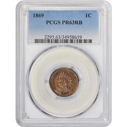 Choice RB Proof 1869 Cent 1869 Cent Proof-63 RB PCGS.
