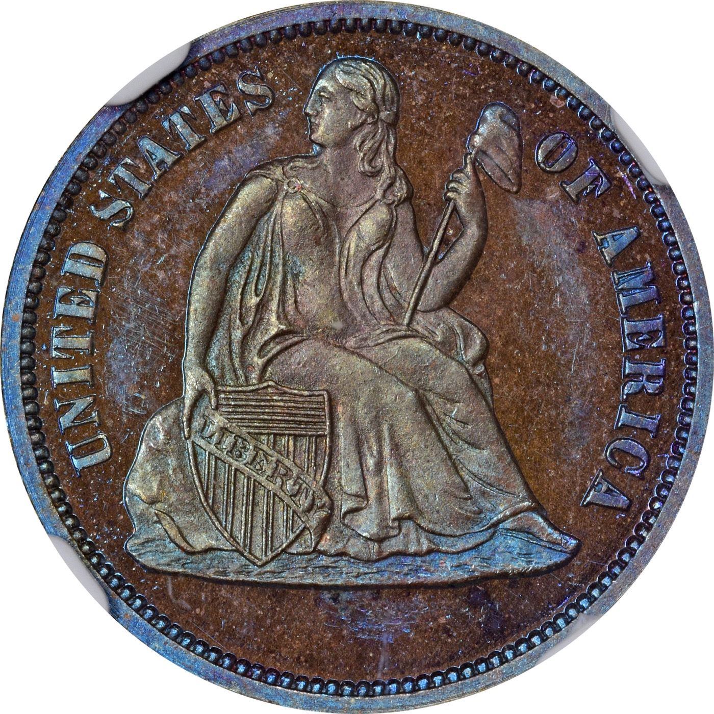 Gem Proof 1869 Copper Dime Pattern Finest Seen by NGC 1869 Pattern Dime