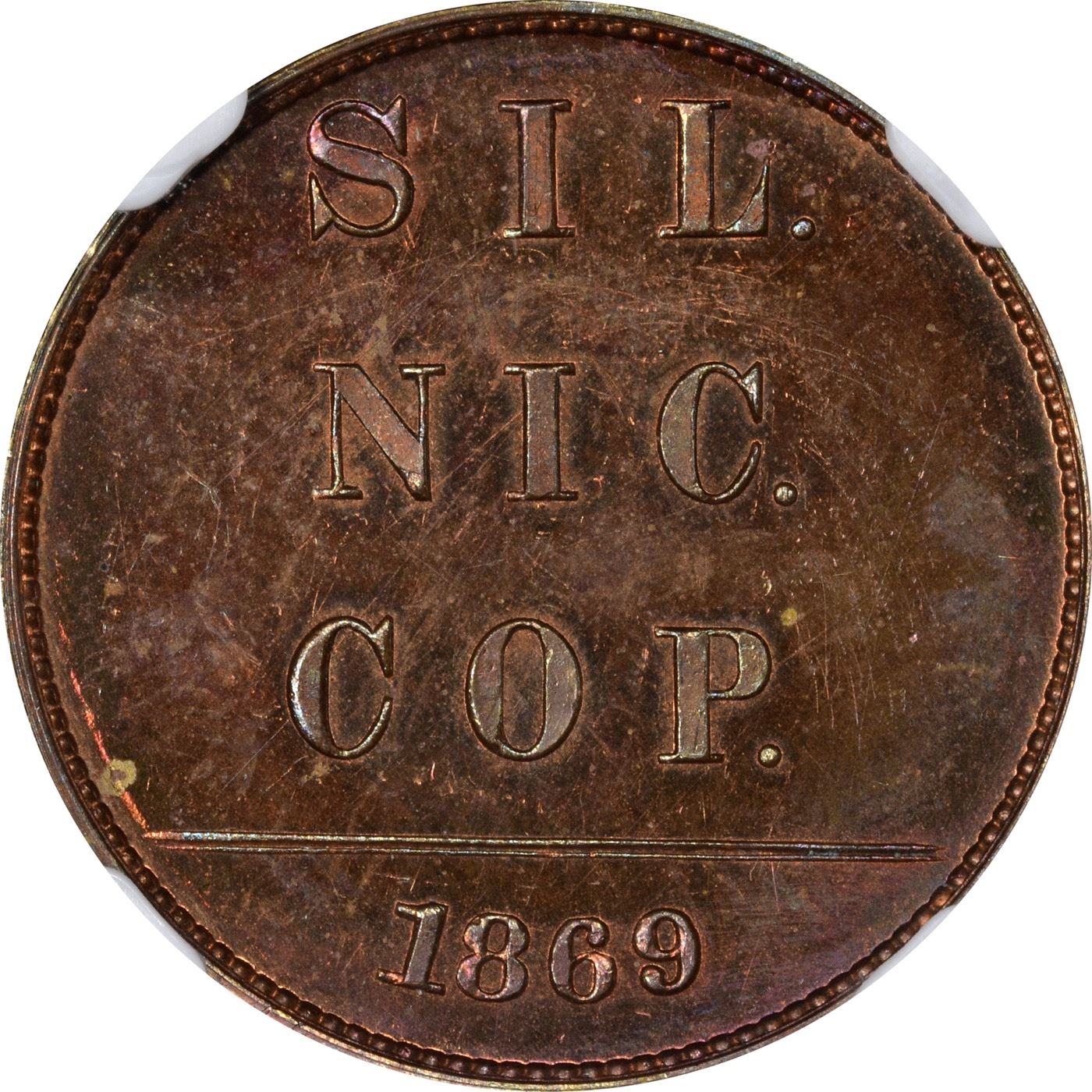 Gem Proof 1869 Copper Dime Pattern Finest Seen by NGC 1869 Pattern Dime