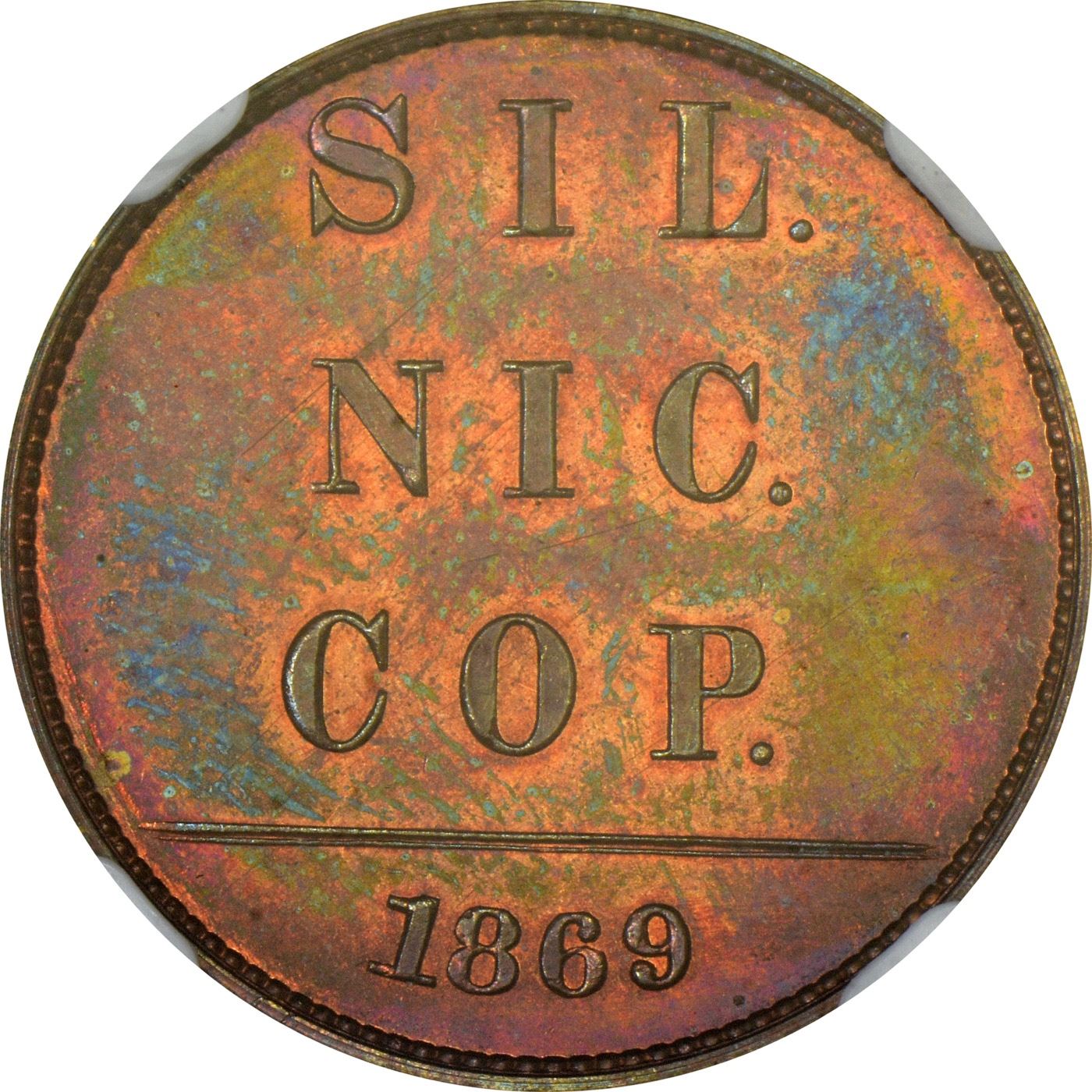 Gem Proof 1869 Copper Dime Pattern Finest Seen by NGC 1869 Pattern Dime