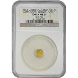 1853-Dated Arms of California Gold Token California Gold Token. 1853-Dated Arms of California. 25¢ S