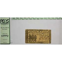 NJ-96. Colonial Note. June 22, 1756. 12 Shillings. PCGS Choice New 63 PPQ.