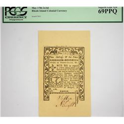Finest PCGS Graded RI-293 Colonial Note RI-293. Rhode Island Colonial Currency. May 1786. 2 Shilling