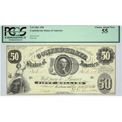 T-8. 1861 $50 Confederate Currency. PCGS Choice About New 55.
