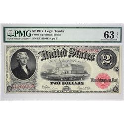 Fr. 60. 1917 $2 Legal Tender Note. PMG Choice Uncirculated 63 EPQ.