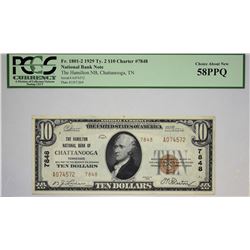 Chattanooga, Tennessee. Hamilton NB. 1929 $10 Ty. 2. Fr. 1801-2. Charter 7848. PCGS Choice About New