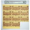Image 1 : Incredible Fr. 1280 Block of Eleven Notes Fr. 1280. 25 Cents. First Issue. PMG About Uncirculated 55