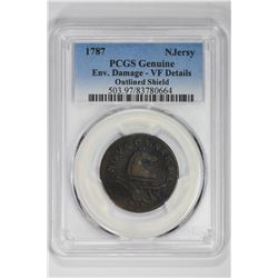 1787 Njersy Genuine Outlined Shield. VF Details PCGS