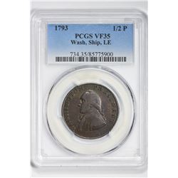 1793 1/2P Half Pence. VF 35 PCGS