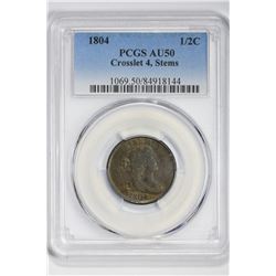 1804 1/2C Half Cent. AU 50 PCGS
