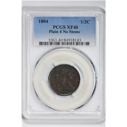1804 1/2C Half Cent. XF 40 PCGS