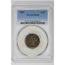 1853 1/2C. XF 45 PCGS