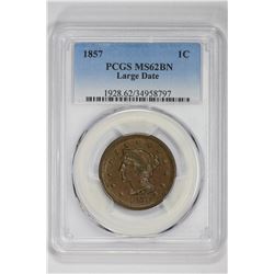 1857 1C. MS 62 PCGS