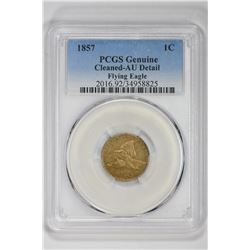 1857 1C Genuine -Flying Eagle. AU Detail PCGS