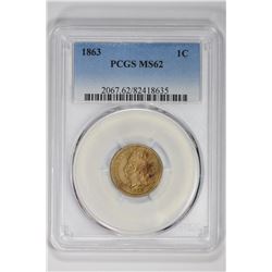 1863 1C. MS 62 PCGS