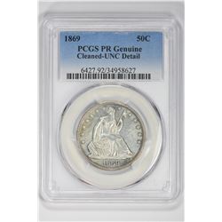 1869 50C  PR Genuine. UNC Detail PCGS