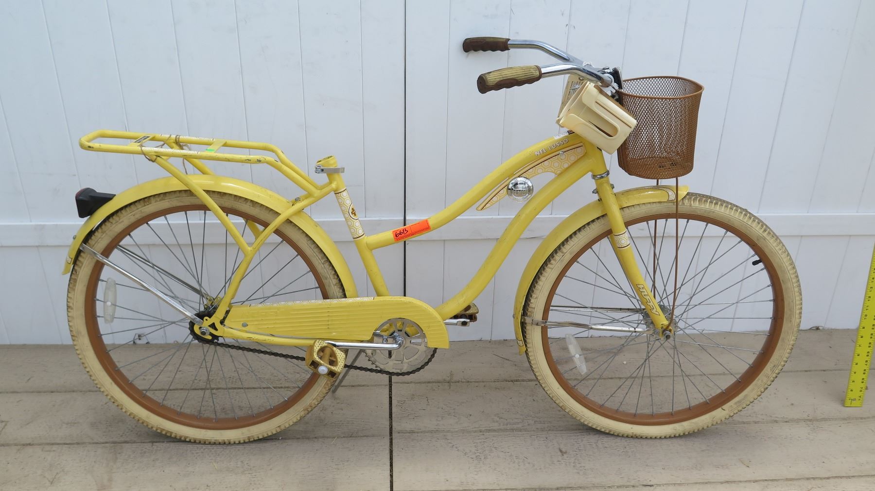 Huffy Yellow Women's Single Speed Bike w/ Coaster Brake, Basket & NO SEAT