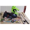 Image 1 : Misc. Lot - NFL Duffel Bag, Spear Gun, Fishing Pole, Jesus Figure, CDs, etc.
