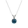 Image 4 : 0.75 CTW Certified Intense Blue SI Diamond Solitaire Necklace 10K White Gold - REF-82H5M - 33178