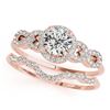 Image 1 : 1.18 CTW Certified VS/SI Diamond Solitaire 2Pc Wedding Set 14K Rose Gold - REF-197W8H - 31992