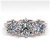 Image 1 : 2 CTW Solitaire Past Present Future VS/SI Cushion Diamond Ring 18K Rose Gold - REF-414W2H - 35786