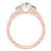 Image 4 : 1.41 CTW VS/SI Diamond Solitaire Art Deco 3 Stone Ring 18K Rose Gold - REF-263M6F - 37008