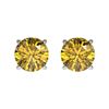 Image 1 : 1.08 CTW Certified Intense Yellow SI Diamond Solitaire Stud Earrings 10K White Gold - REF-116Y3X - 3