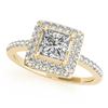 Image 1 : 1.05 CTW Certified VS/SI Princess Diamond Solitaire Halo Ring 18K Yellow Gold - REF-229M5F - 27143