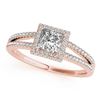 Image 1 : 1.10 CTW Certified VS/SI Princess Diamond Solitaire Halo Ring 18K Rose Gold - REF-200N4A - 27151