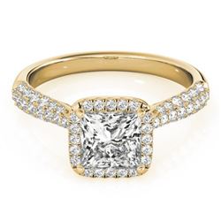1.15 CTW Certified VS/SI Princess Diamond Solitaire Halo Ring 18K Yellow Gold - REF-163W6H - 27095