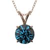 Image 1 : 1.04 CTW Certified Intense Blue SI Diamond Solitaire Necklace 10K Rose Gold - REF-111W2H - 36768