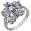 Image 1 : 0.83 CTW Tanzanite & Diamond Ring 14K White Gold - REF-44F2N - 10825