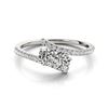 Image 1 : 1 CTW Certified VS/SI Diamond 2 Stone 2 Stone Ring 18K White Gold - REF-141X3R - 28204