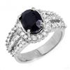 Image 2 : 4.70 CTW Blue Sapphire & Diamond Ring 18K White Gold - REF-134M9F - 13096