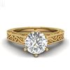 Image 2 : 1 CTW VS/SI Diamond Solitaire Art Deco Ring 18K Yellow Gold - REF-330X2R - 36928