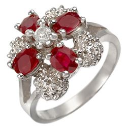 1.58 CTW Ruby & Diamond Ring 14K White Gold - REF-43K3W - 10844