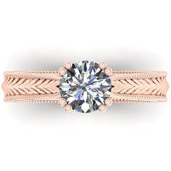 1.06 CTW Solitaire Certified VS/SI Diamond Ring 14K Rose Gold - REF-286V6Y - 38536