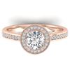 Image 1 : 1.10 CTW Certified VS/SI Diamond Solitaire Micro Halo Ring 14K Rose Gold - REF-188V5Y - 30352