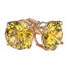 Image 4 : 3 CTW Certified Intense Yellow SI Diamond Solitaire Stud Earrings 10K Rose Gold - REF-555V2Y - 33129