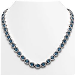 33.25 CTW London Topaz & Diamond Necklace White Gold 10K White Gold - REF-511Y3X - 40436