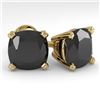 Image 1 : 6 CTW Cushion Black Diamond Stud Designer Earrings 18K Yellow Gold - REF-146N9A - 32329