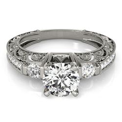 1.38 CTW Certified VS/SI Diamond Solitaire Antique Ring 18K White Gold - REF-395M5F - 27282