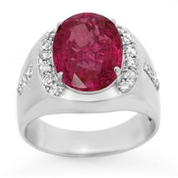 7.33 CTW Pink Sapphire & Diamond Men's Ring 10K White Gold - REF-154A5V - 13417