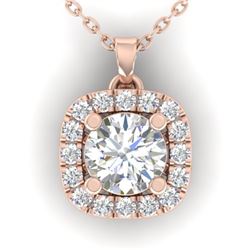 1.01 CTW Certified VS/SI Diamond Stud Halo Necklace 14K Rose Gold - REF-178Y2X - 30424