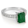 Image 2 : 2.15 CTW Emerald & Diamond Ring 18K White Gold - REF-64A2V - 11587