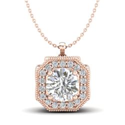 1.54 CTW VS/SI Diamond Solitaire Art Deco Necklace 18K Rose Gold - REF-409F3N - 37326