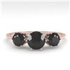 Image 1 : 1 CTW Past Present Future Black Certified Diamond Ring 18K Rose Gold - REF-71A3V - 35906