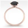 Image 2 : 1.0 CTW Black Certified Diamond Engagement Ring Martini 18K Rose Gold - REF-50M2F - 32231